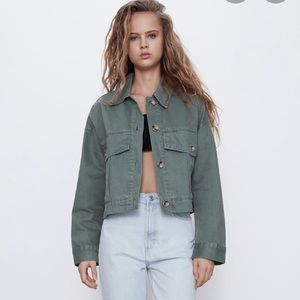 🗽Zara Jacket With Pockets TRF NWT Green Blue